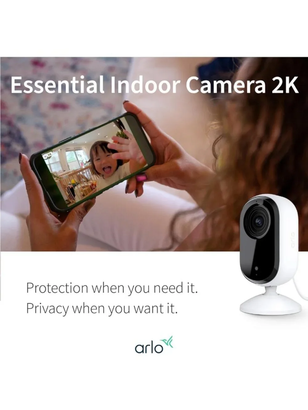 2K Indoor Security Camera - Wired, Person & Animal Detection, Privacy Shield